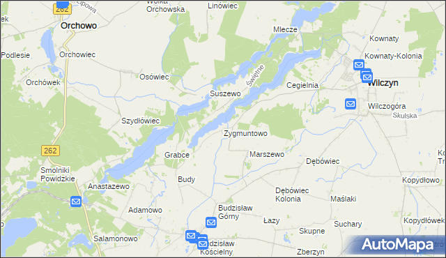 mapa Zygmuntowo gmina Wilczyn, Zygmuntowo gmina Wilczyn na mapie Targeo