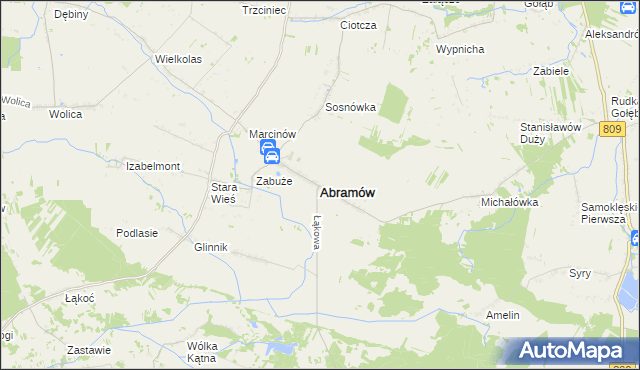 mapa Abramów powiat lubartowski, Abramów powiat lubartowski na mapie Targeo