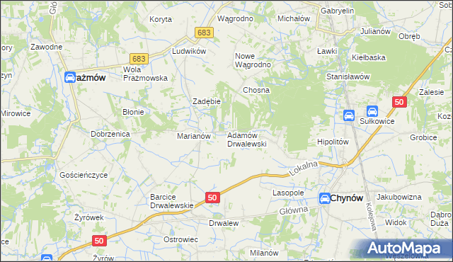 mapa Adamów Drwalewski, Adamów Drwalewski na mapie Targeo