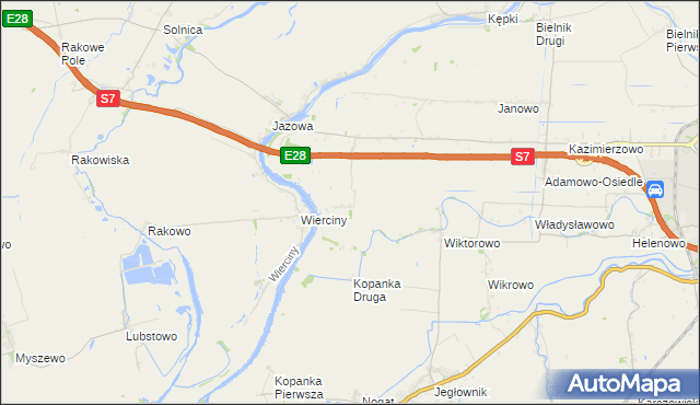 mapa Adamowo gmina Elbląg, Adamowo gmina Elbląg na mapie Targeo
