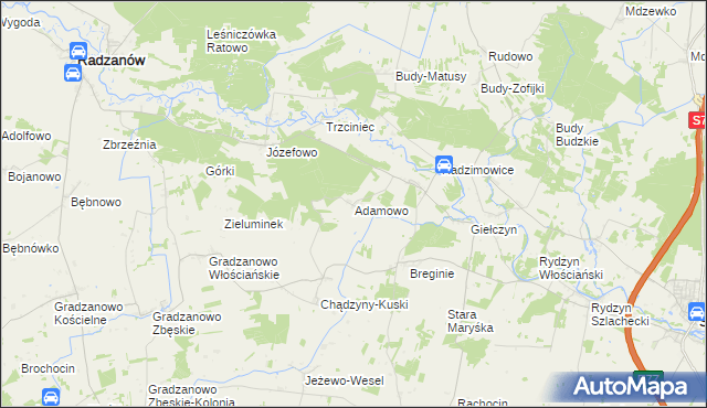 mapa Adamowo gmina Strzegowo, Adamowo gmina Strzegowo na mapie Targeo
