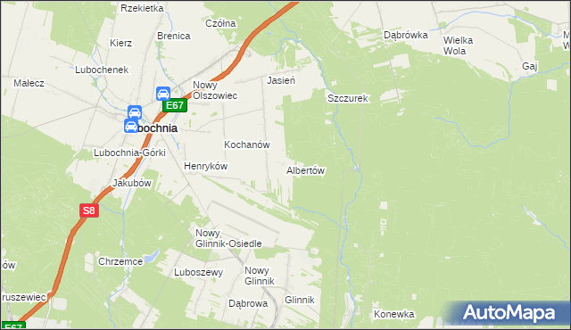 mapa Albertów gmina Lubochnia, Albertów gmina Lubochnia na mapie Targeo