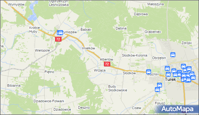 mapa Albertów gmina Turek, Albertów gmina Turek na mapie Targeo