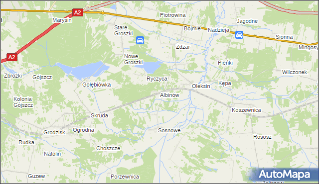 mapa Albinów gmina Kotuń, Albinów gmina Kotuń na mapie Targeo