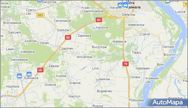 mapa Aleksandrów gmina Góra Kalwaria, Aleksandrów gmina Góra Kalwaria na mapie Targeo