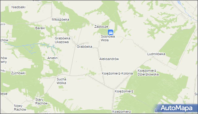 mapa Aleksandrów gmina Gościeradów, Aleksandrów gmina Gościeradów na mapie Targeo