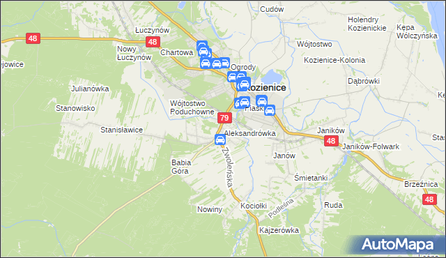 mapa Aleksandrówka gmina Kozienice, Aleksandrówka gmina Kozienice na mapie Targeo