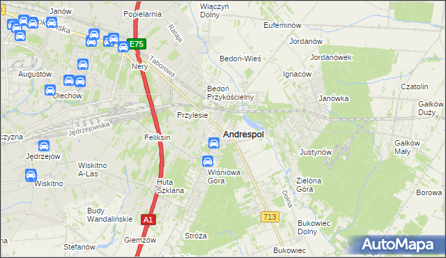 mapa Andrespol, Andrespol na mapie Targeo