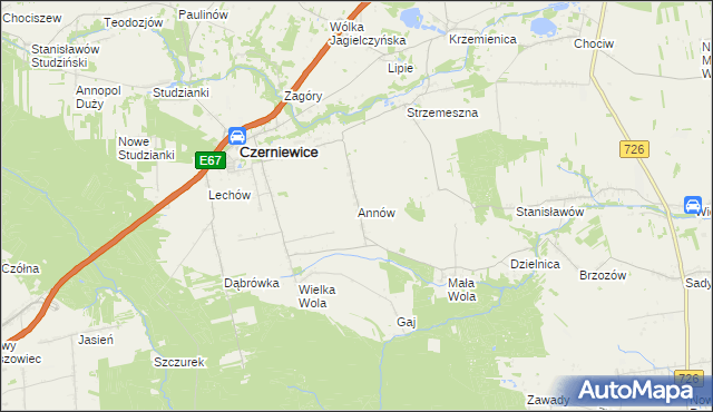 mapa Annów gmina Czerniewice, Annów gmina Czerniewice na mapie Targeo