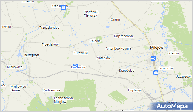 mapa Antoniów gmina Milejów, Antoniów gmina Milejów na mapie Targeo