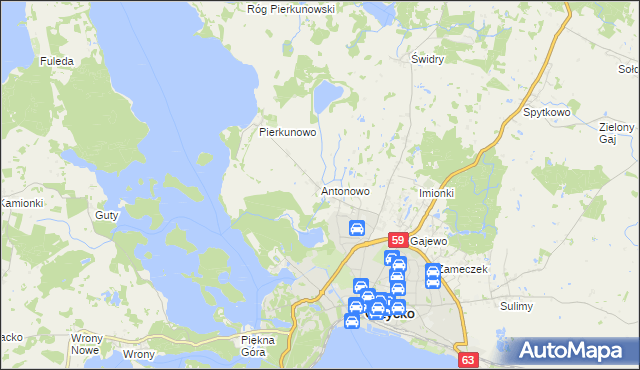 mapa Antonowo gmina Giżycko, Antonowo gmina Giżycko na mapie Targeo