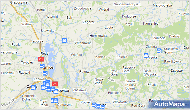 mapa Babica gmina Wadowice, Babica gmina Wadowice na mapie Targeo