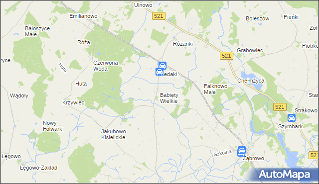 mapa Babięty Wielkie, Babięty Wielkie na mapie Targeo