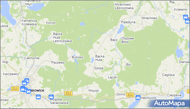 mapa Bącka Huta, Bącka Huta na mapie Targeo