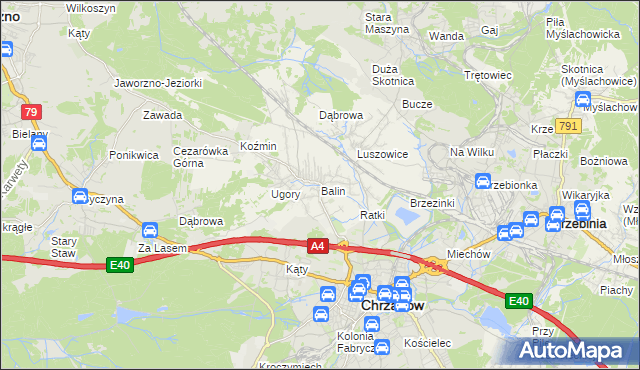 mapa Balin gmina Chrzanów, Balin gmina Chrzanów na mapie Targeo