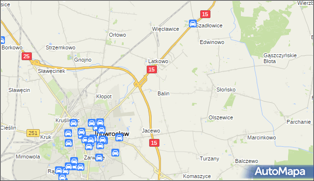 mapa Balin gmina Inowrocław, Balin gmina Inowrocław na mapie Targeo