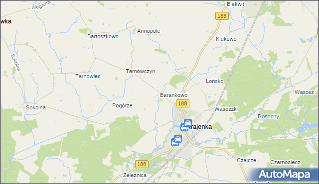 mapa Barankowo, Barankowo na mapie Targeo