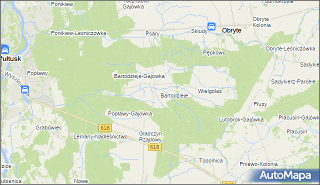 mapa Bartodzieje gmina Obryte, Bartodzieje gmina Obryte na mapie Targeo