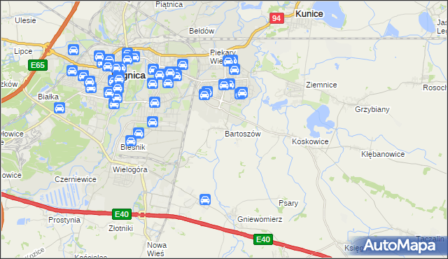 mapa Bartoszów gmina Legnickie Pole, Bartoszów gmina Legnickie Pole na mapie Targeo