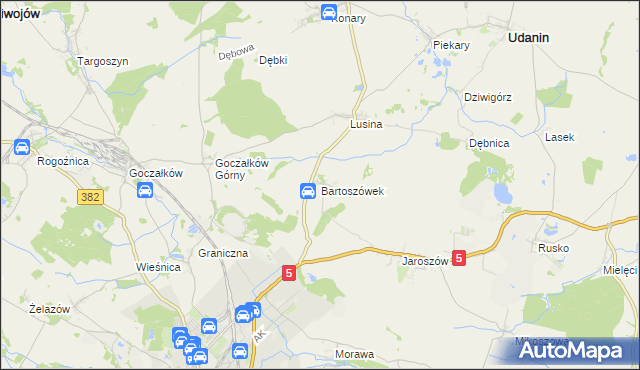 mapa Bartoszówek, Bartoszówek na mapie Targeo