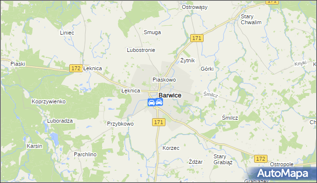 mapa Barwice, Barwice na mapie Targeo