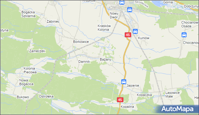 mapa Bażany, Bażany na mapie Targeo