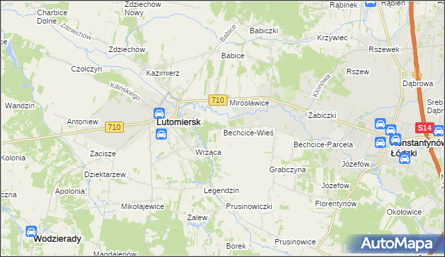 mapa Bechcice-Wieś, Bechcice-Wieś na mapie Targeo