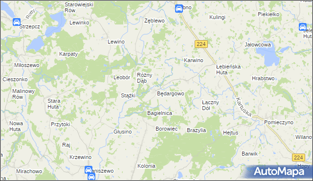 mapa Będargowo gmina Szemud, Będargowo gmina Szemud na mapie Targeo