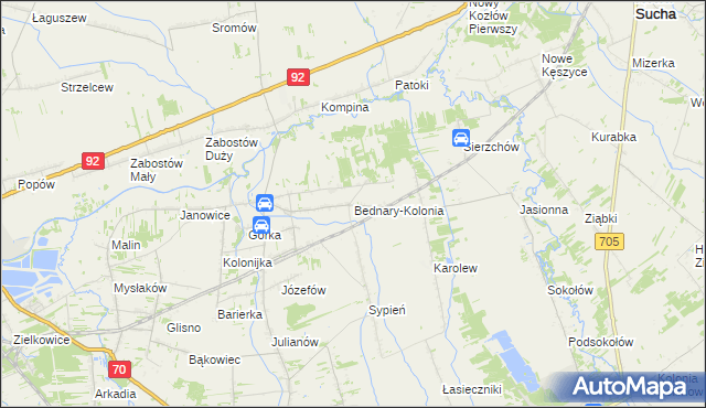 mapa Bednary-Kolonia, Bednary-Kolonia na mapie Targeo