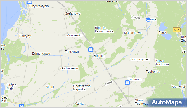 mapa Belęcin, Belęcin na mapie Targeo