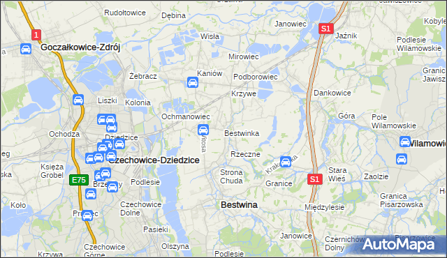 mapa Bestwinka, Bestwinka na mapie Targeo