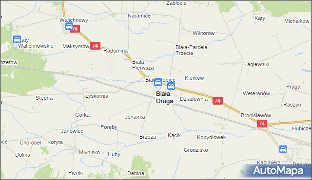 mapa Biała Druga gmina Biała, Biała Druga gmina Biała na mapie Targeo