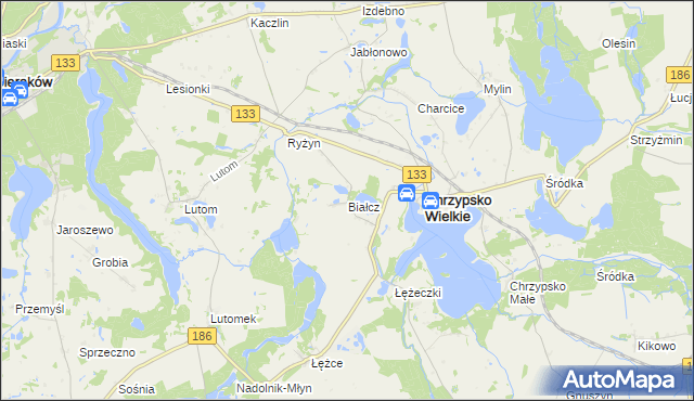 mapa Białcz gmina Chrzypsko Wielkie, Białcz gmina Chrzypsko Wielkie na mapie Targeo