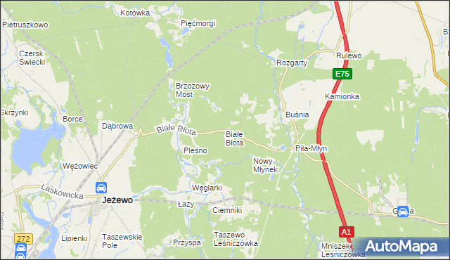 mapa Białe Błota gmina Jeżewo, Białe Błota gmina Jeżewo na mapie Targeo