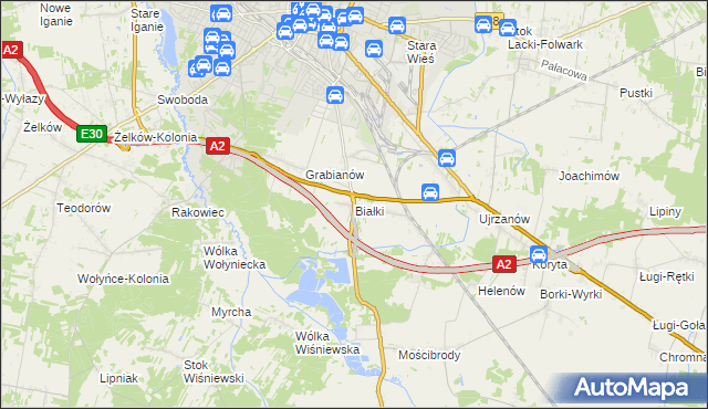 mapa Białki gmina Siedlce, Białki gmina Siedlce na mapie Targeo