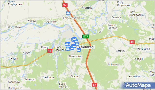 mapa Białobrzegi, Białobrzegi na mapie Targeo