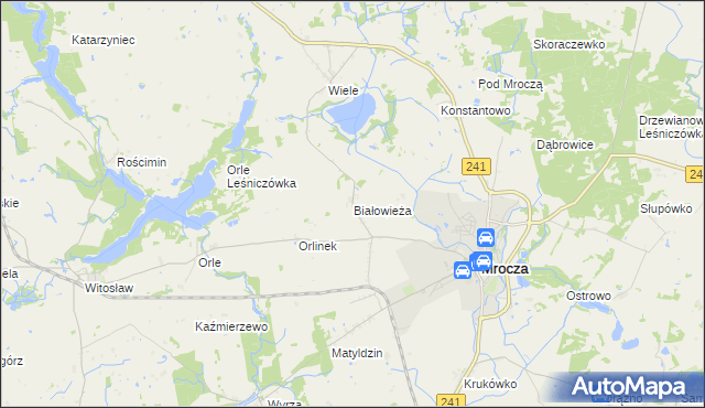 mapa Białowieża gmina Mrocza, Białowieża gmina Mrocza na mapie Targeo