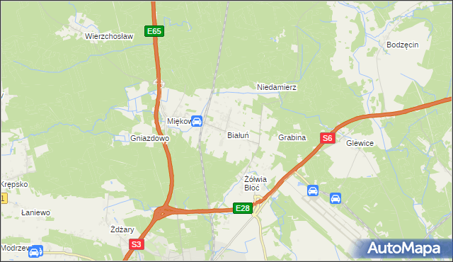 mapa Białuń gmina Goleniów, Białuń gmina Goleniów na mapie Targeo