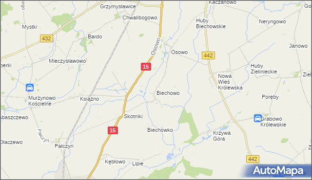 mapa Biechowo gmina Miłosław, Biechowo gmina Miłosław na mapie Targeo