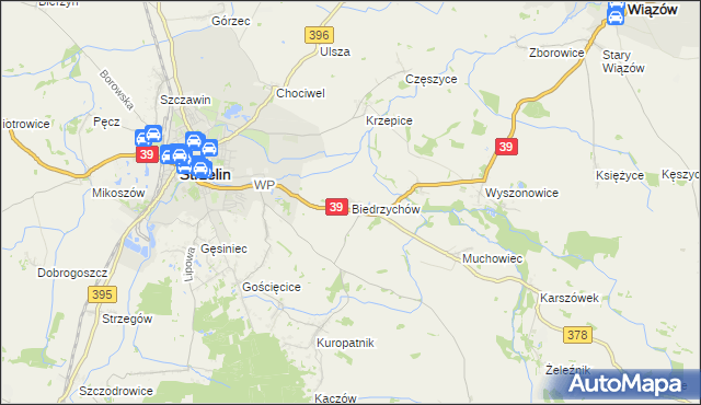 mapa Biedrzychów gmina Strzelin, Biedrzychów gmina Strzelin na mapie Targeo