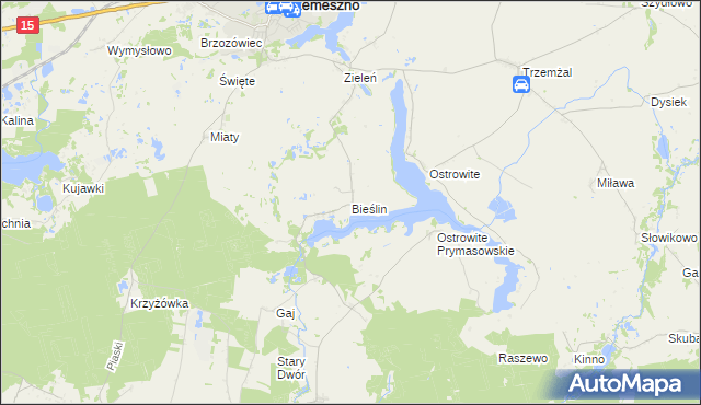 mapa Bieślin, Bieślin na mapie Targeo