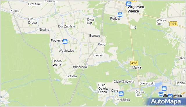 mapa Bieżeń, Bieżeń na mapie Targeo