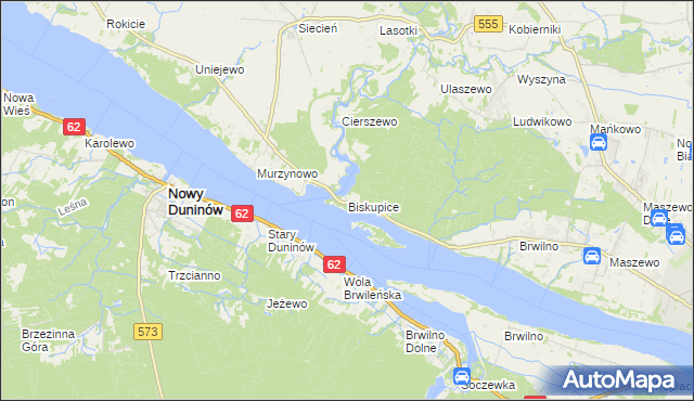 mapa Biskupice gmina Brudzeń Duży, Biskupice gmina Brudzeń Duży na mapie Targeo
