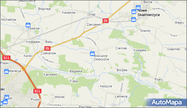 mapa Biskupice Ołoboczne, Biskupice Ołoboczne na mapie Targeo