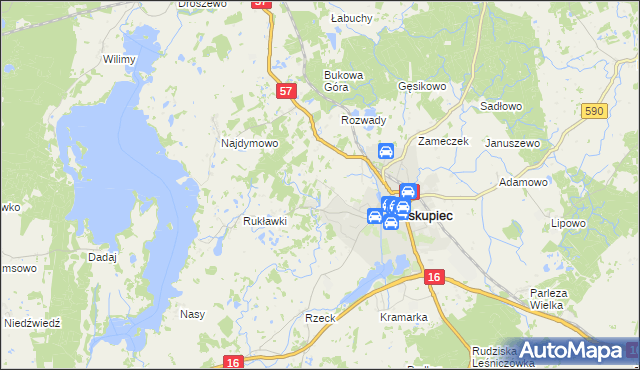 mapa Biskupiec-Kolonia Trzecia, Biskupiec-Kolonia Trzecia na mapie Targeo