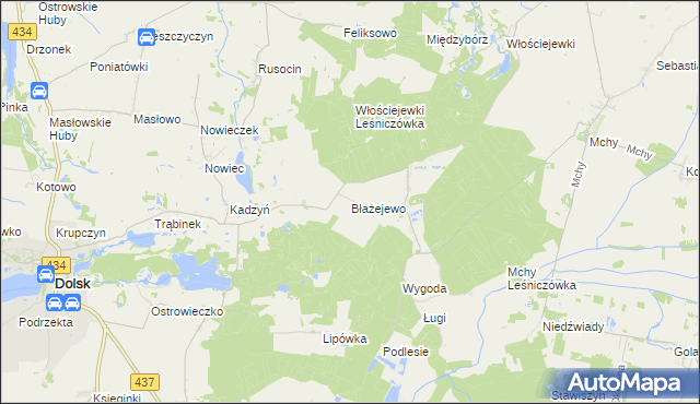 mapa Błażejewo gmina Dolsk, Błażejewo gmina Dolsk na mapie Targeo
