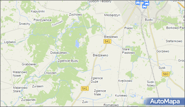 mapa Bledzewko, Bledzewko na mapie Targeo