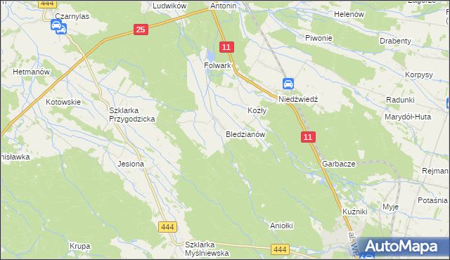 mapa Bledzianów, Bledzianów na mapie Targeo