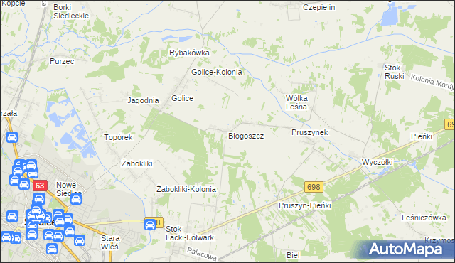 mapa Błogoszcz, Błogoszcz na mapie Targeo