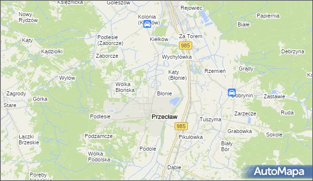 mapa Błonie gmina Przecław, Błonie gmina Przecław na mapie Targeo